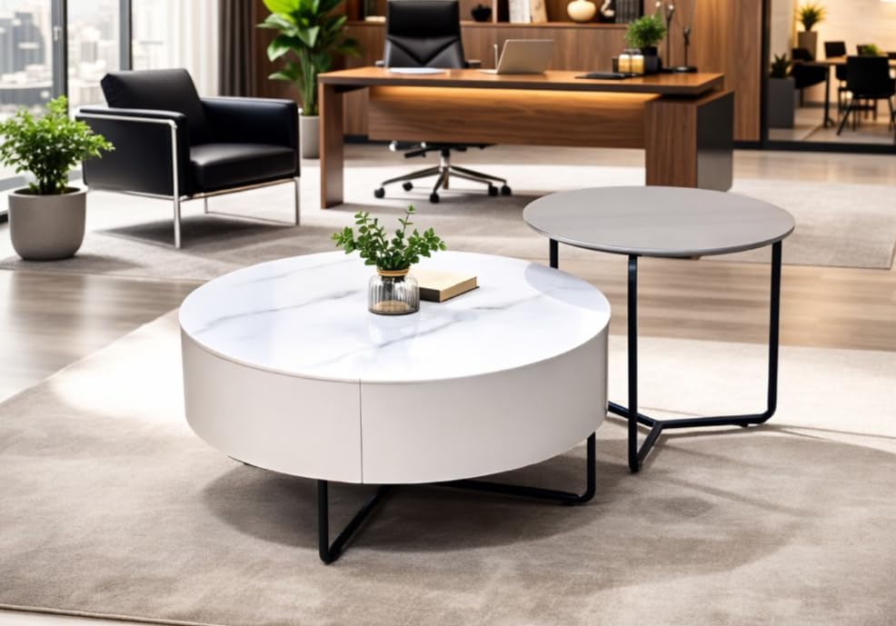 Round Coffee Table with Storage
