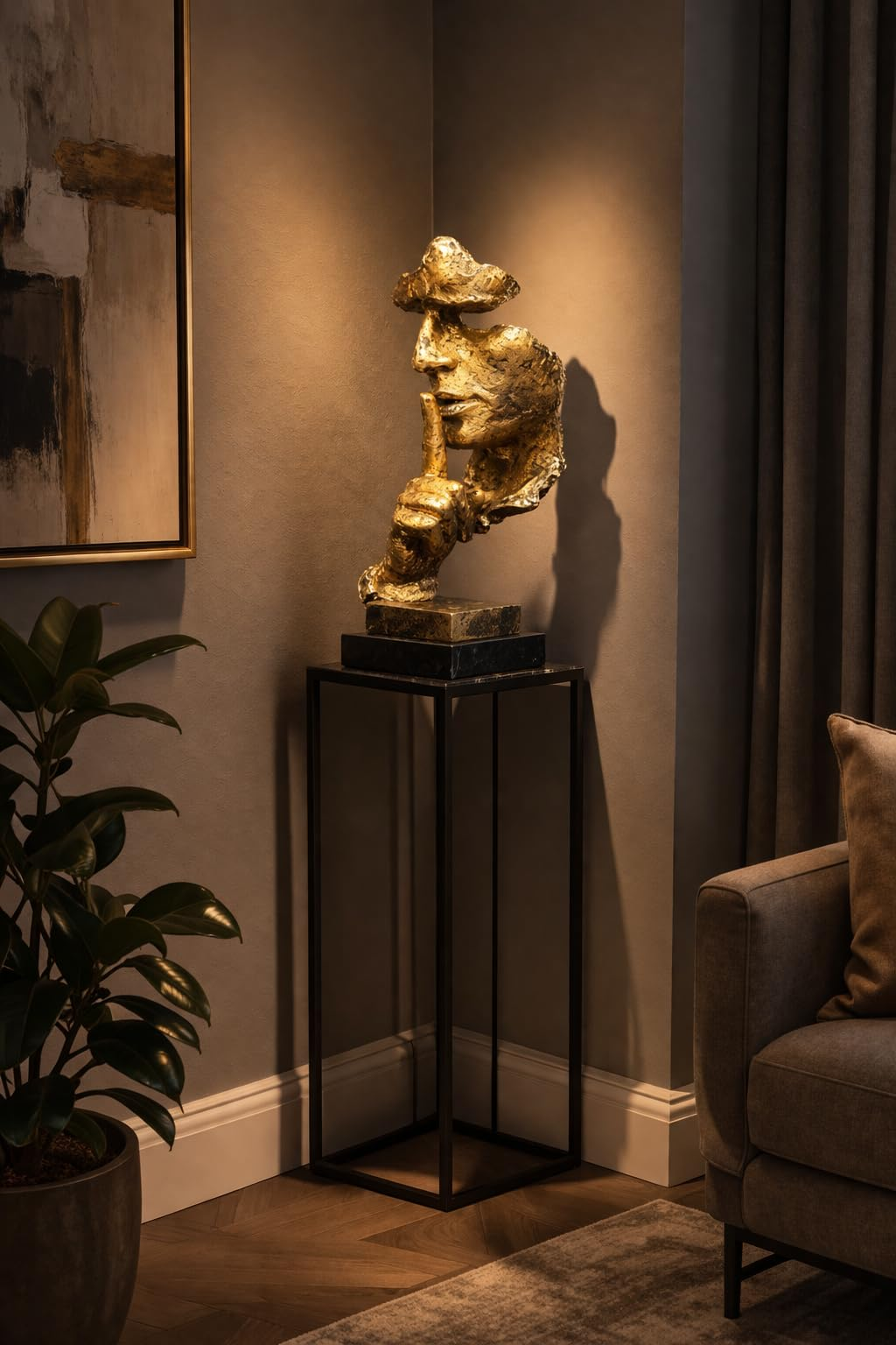 Black Silence Face Sculpture