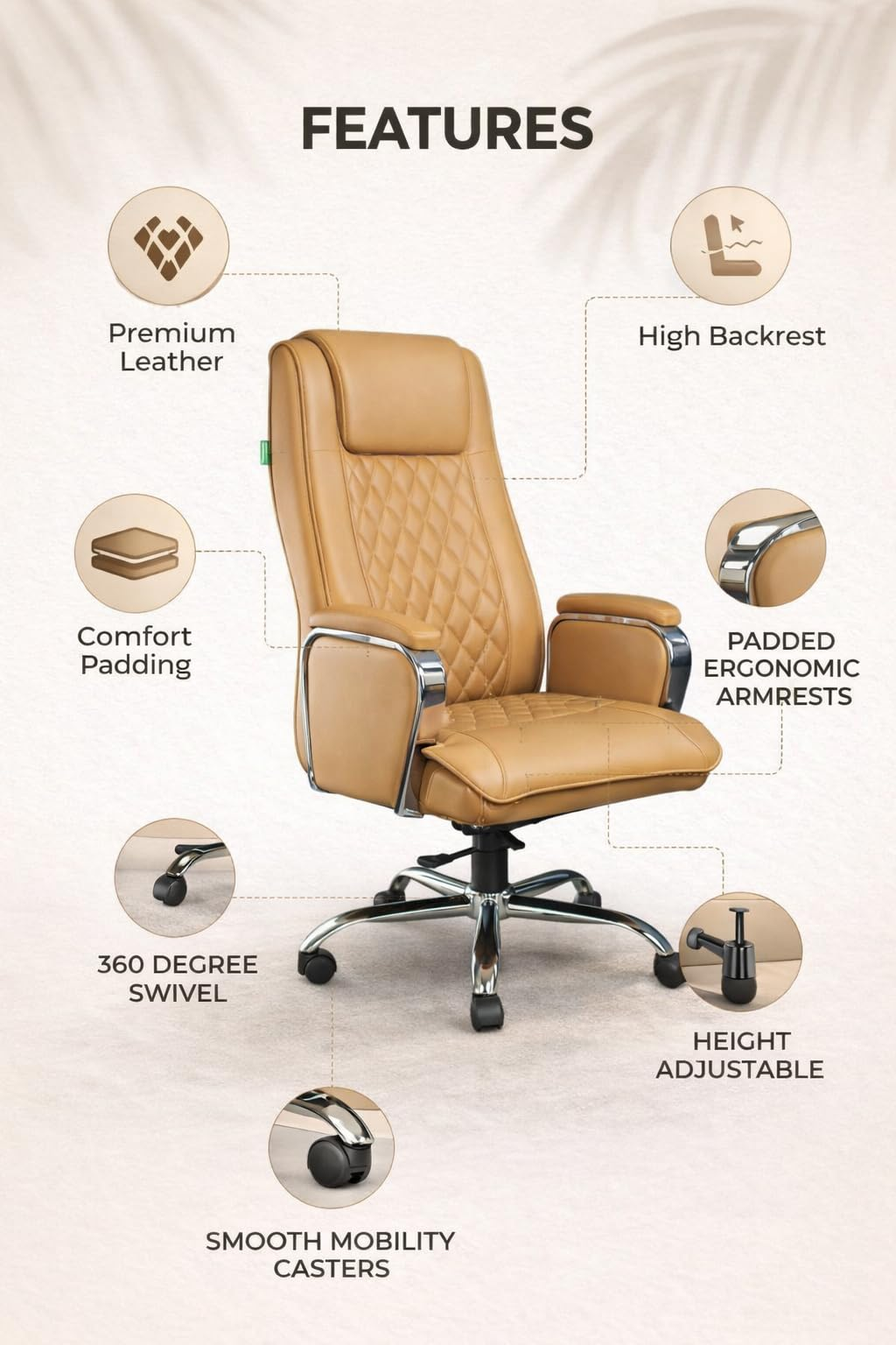 Tan Quilted Executive Chair