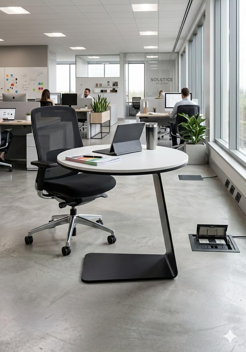 White Cantilever C-Table