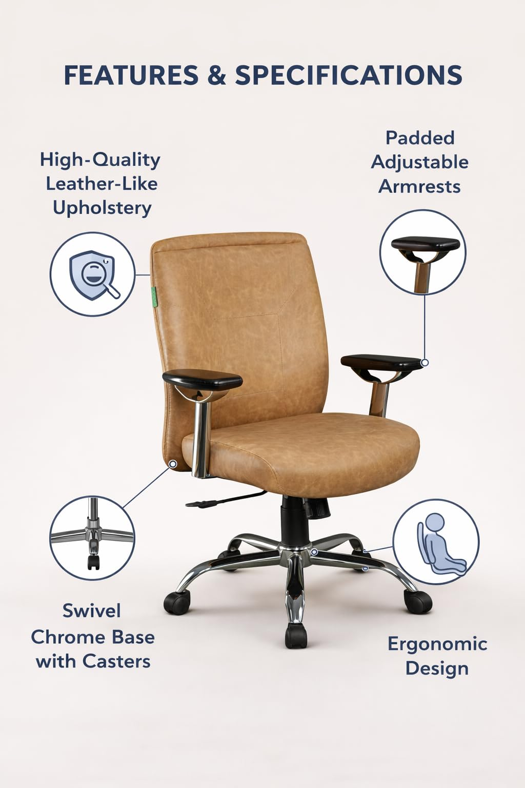 Tan Leatherette Office Chair