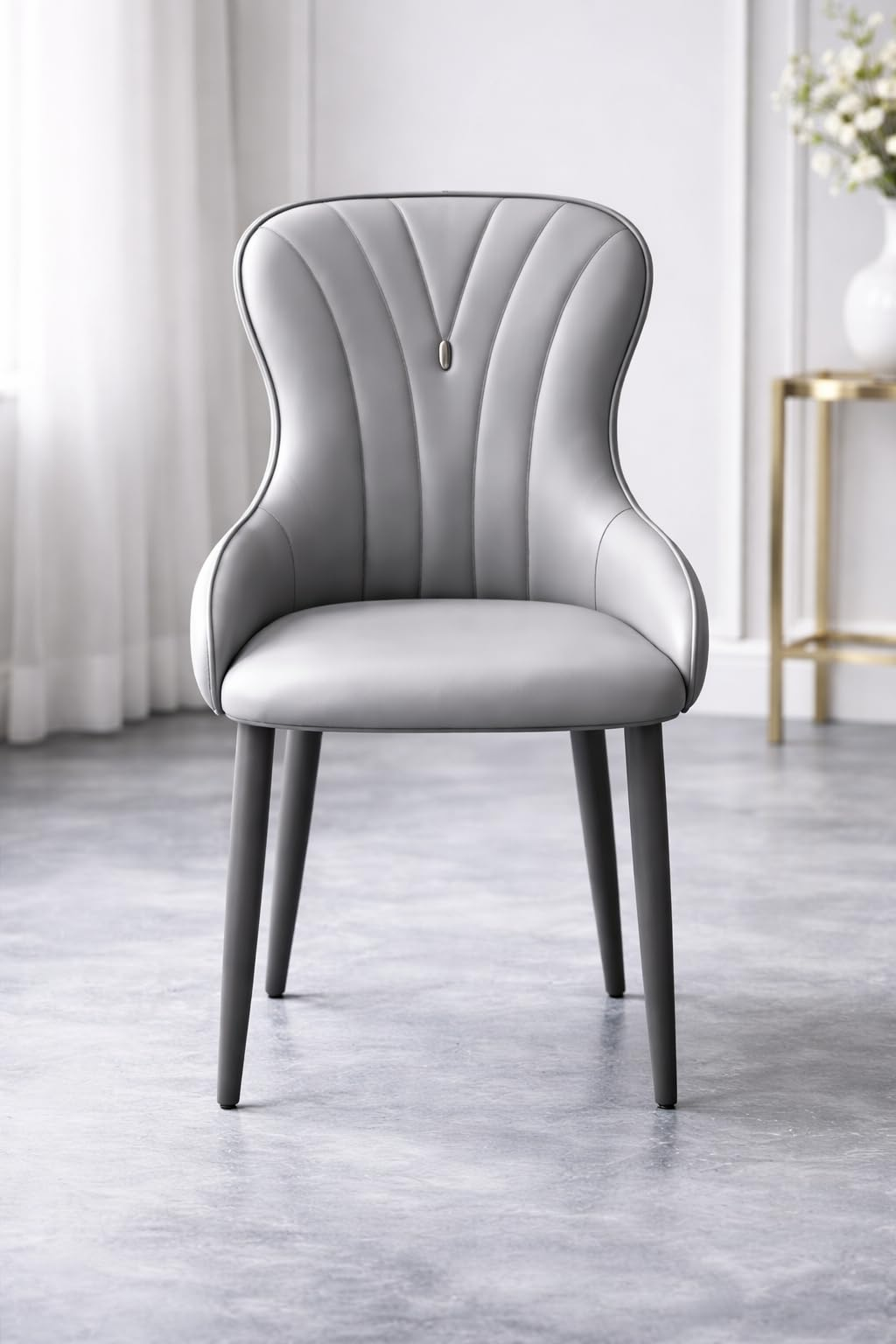 Grey Faux Leather Dining Chair