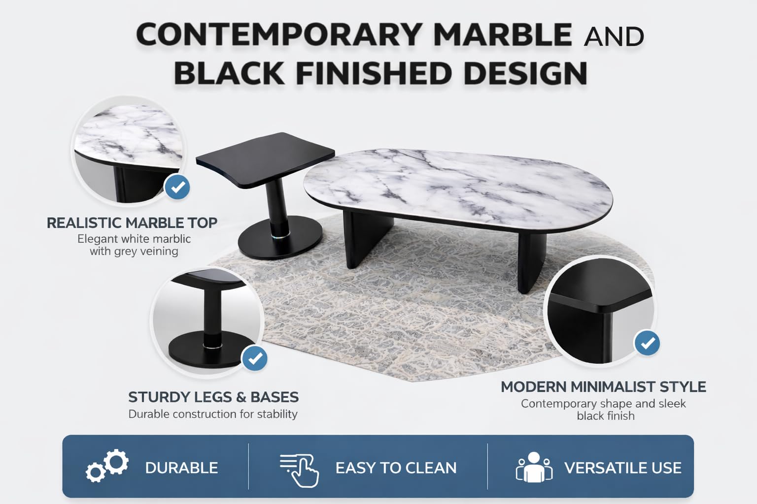Oval Coffee Table Set 015