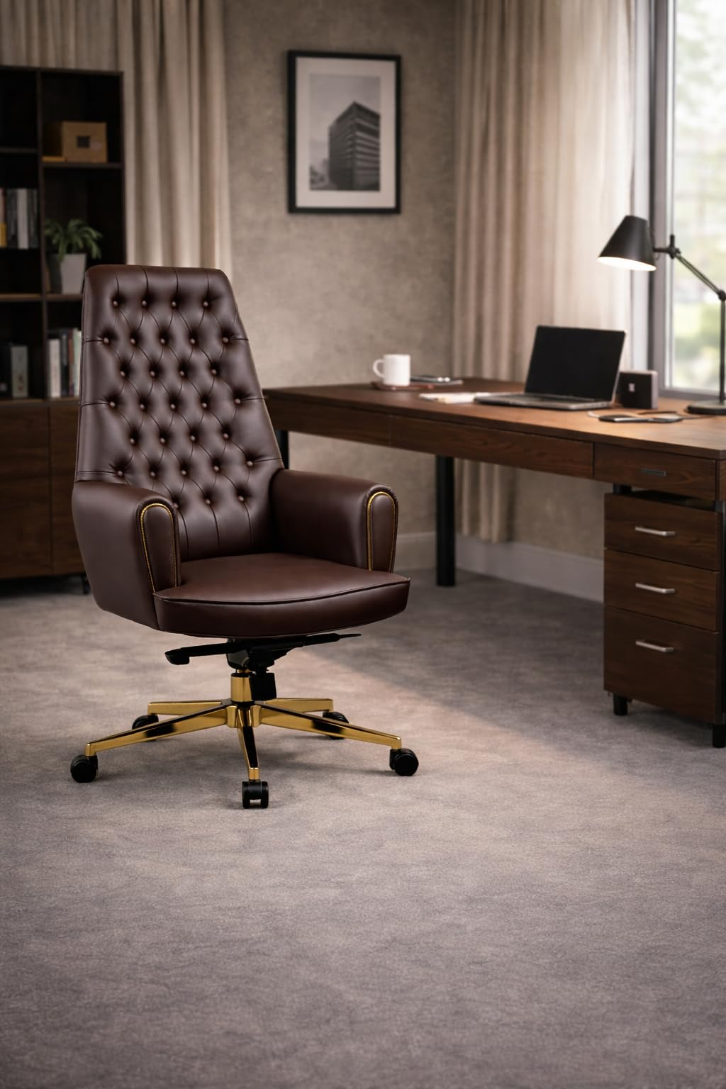 Dark Brown Tufted Executive Chair