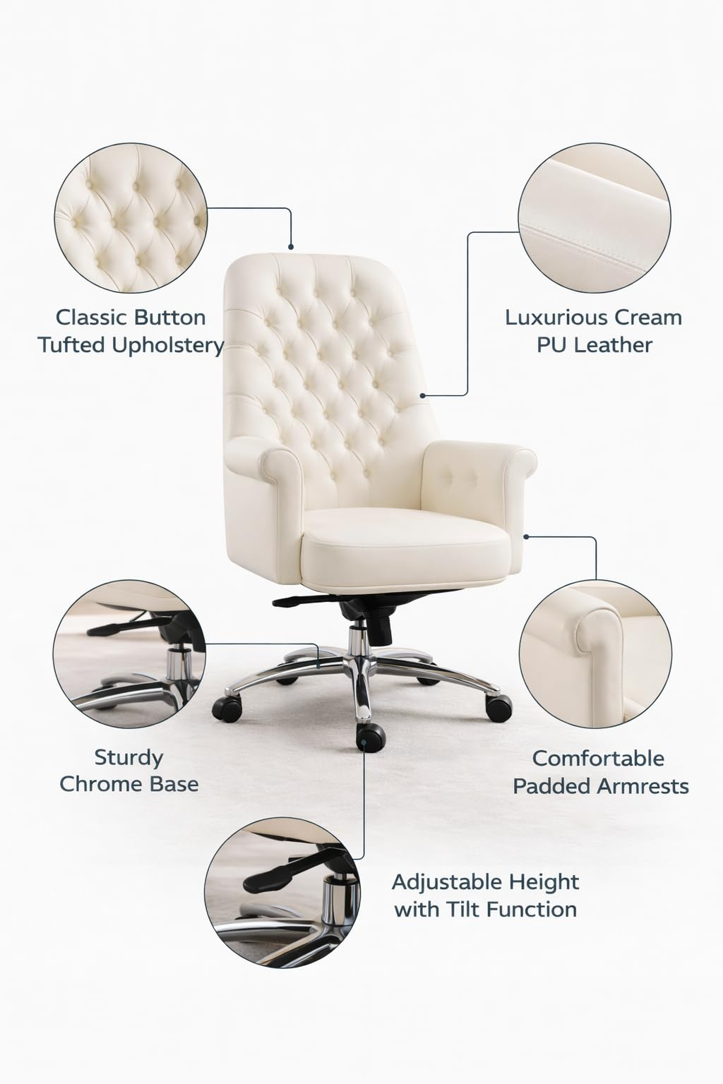 White Tufted Executive Chair