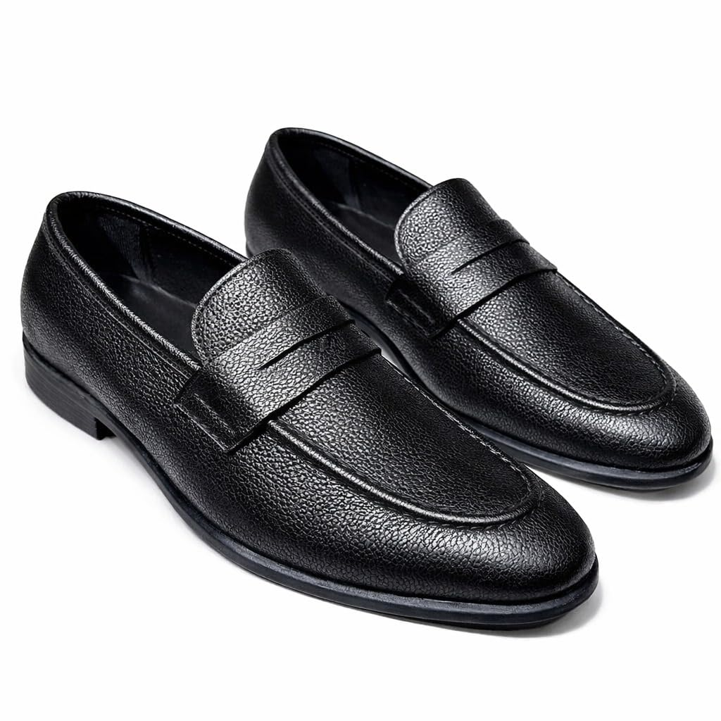 Black Textured Loafers Size 10
