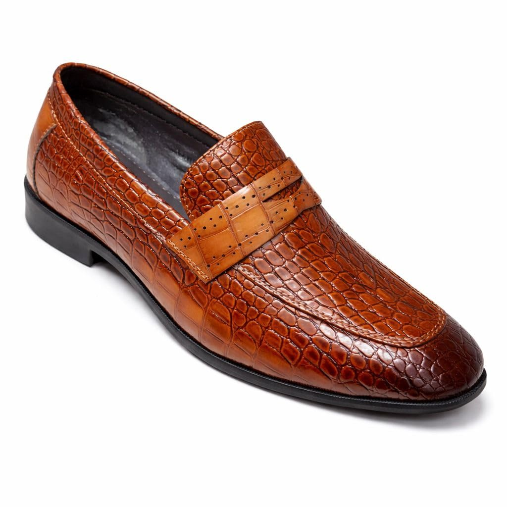 Brown Crocodile Loafers Size 10