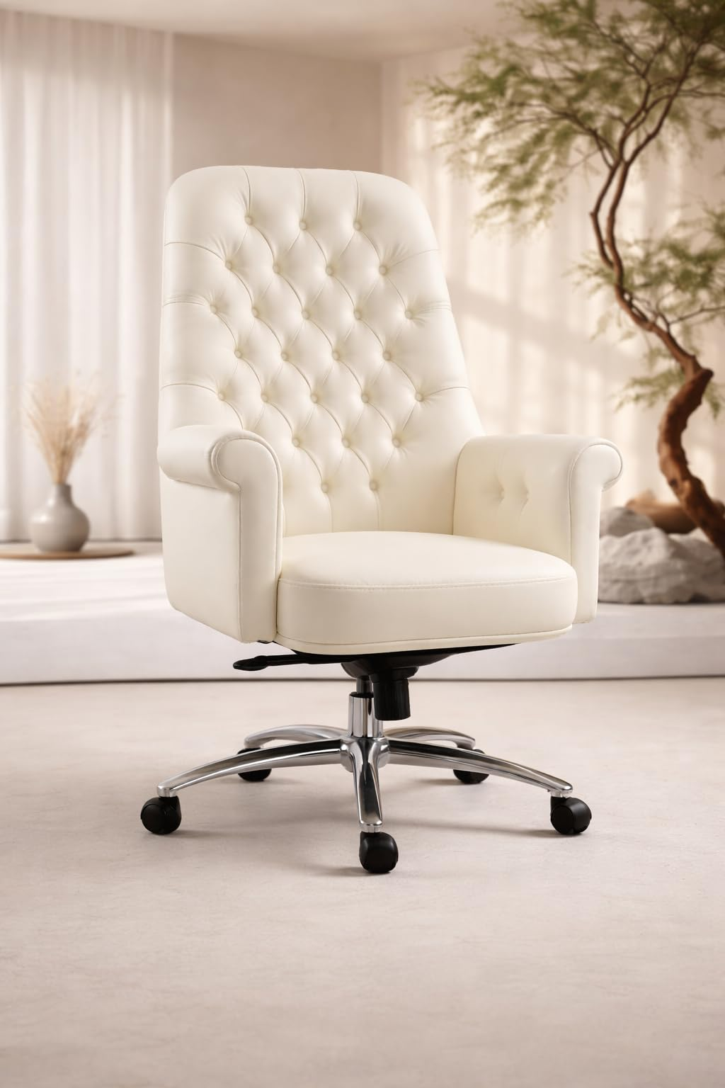 White Tufted Executive Chair