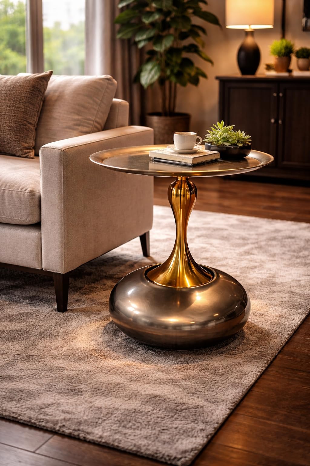 Gold Pedestal Side Table
