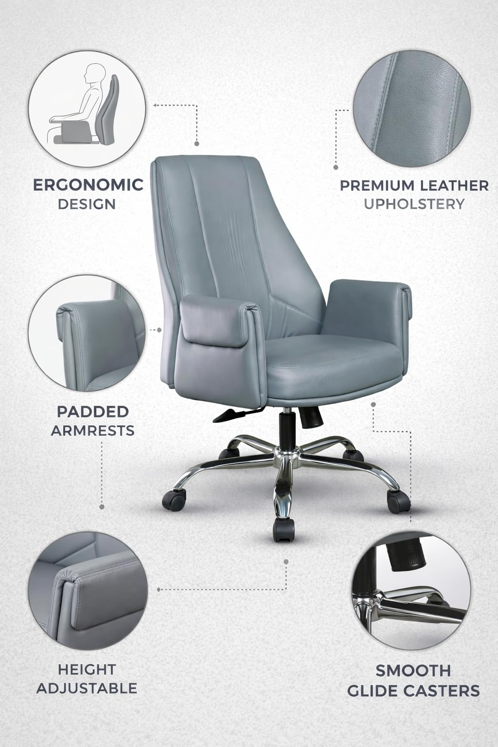 Grey Recliner Ergonomic Chair