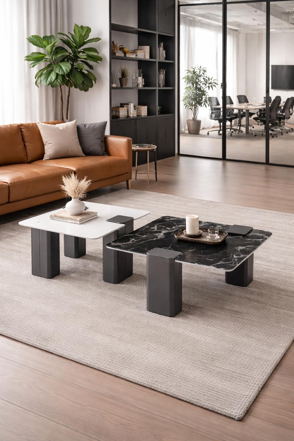 White Cantilever C-Table