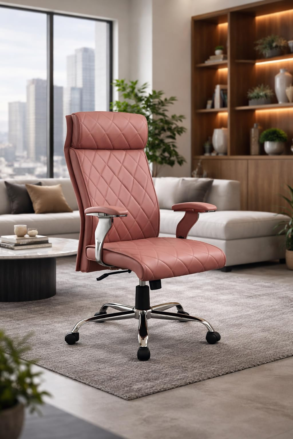 Beige Quilted Executive Chair