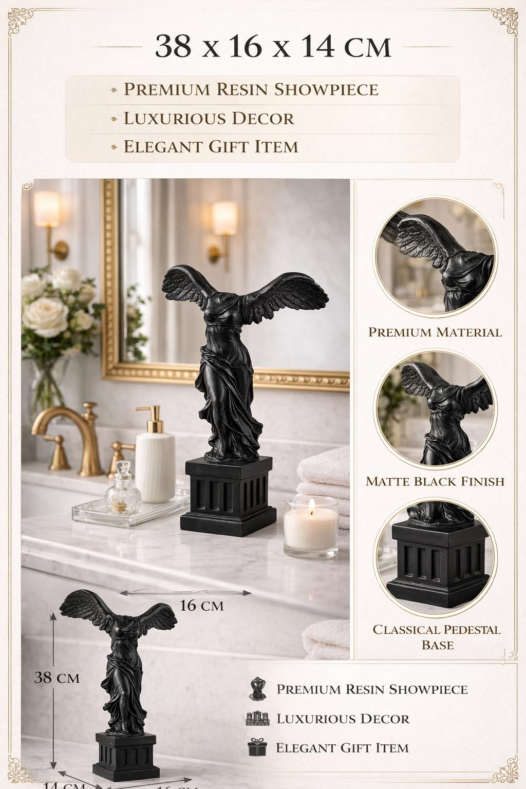 White Gold Goddess Statue