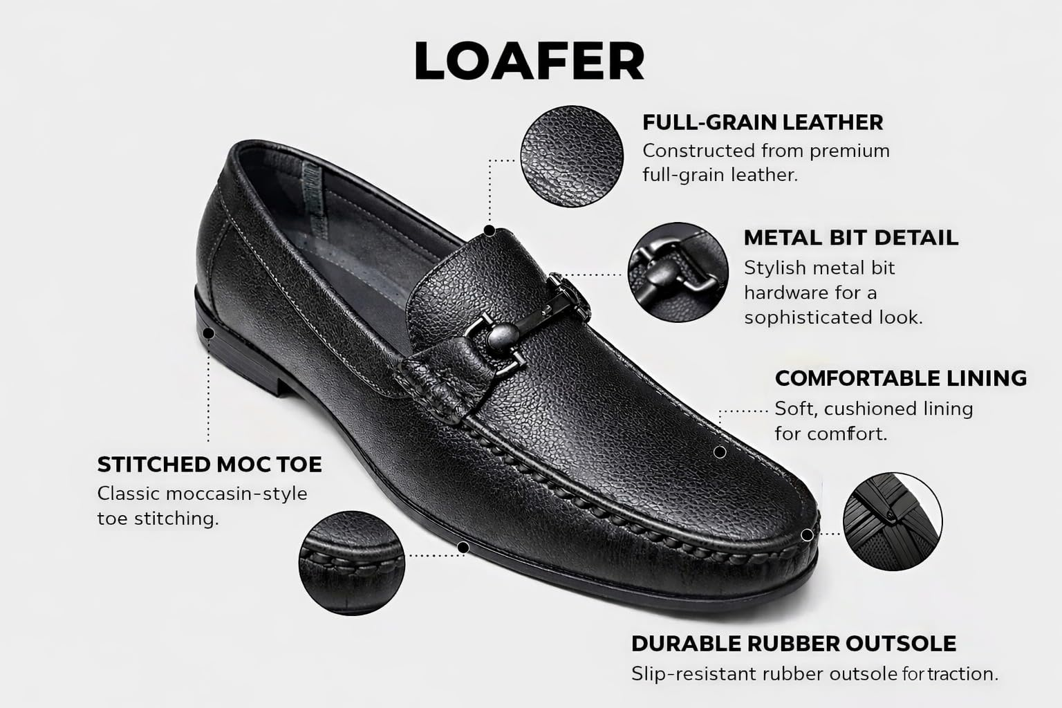 Black Bit Loafers Size 10