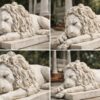 Sitting Lion Statue Set