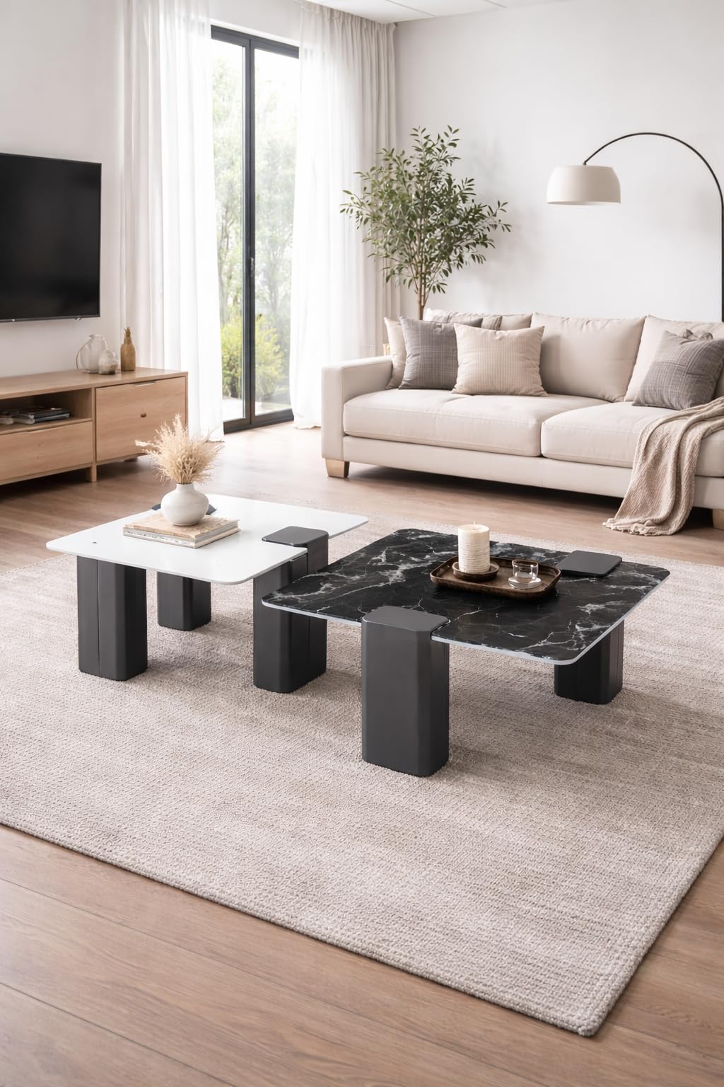 White Cantilever C-Table