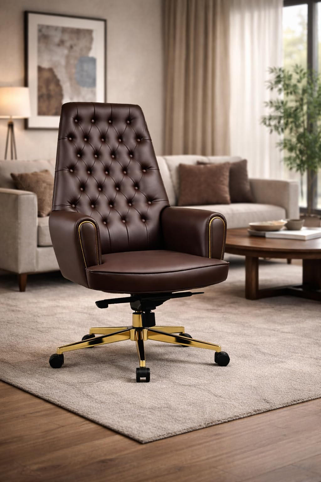 Dark Brown Tufted Executive Chair