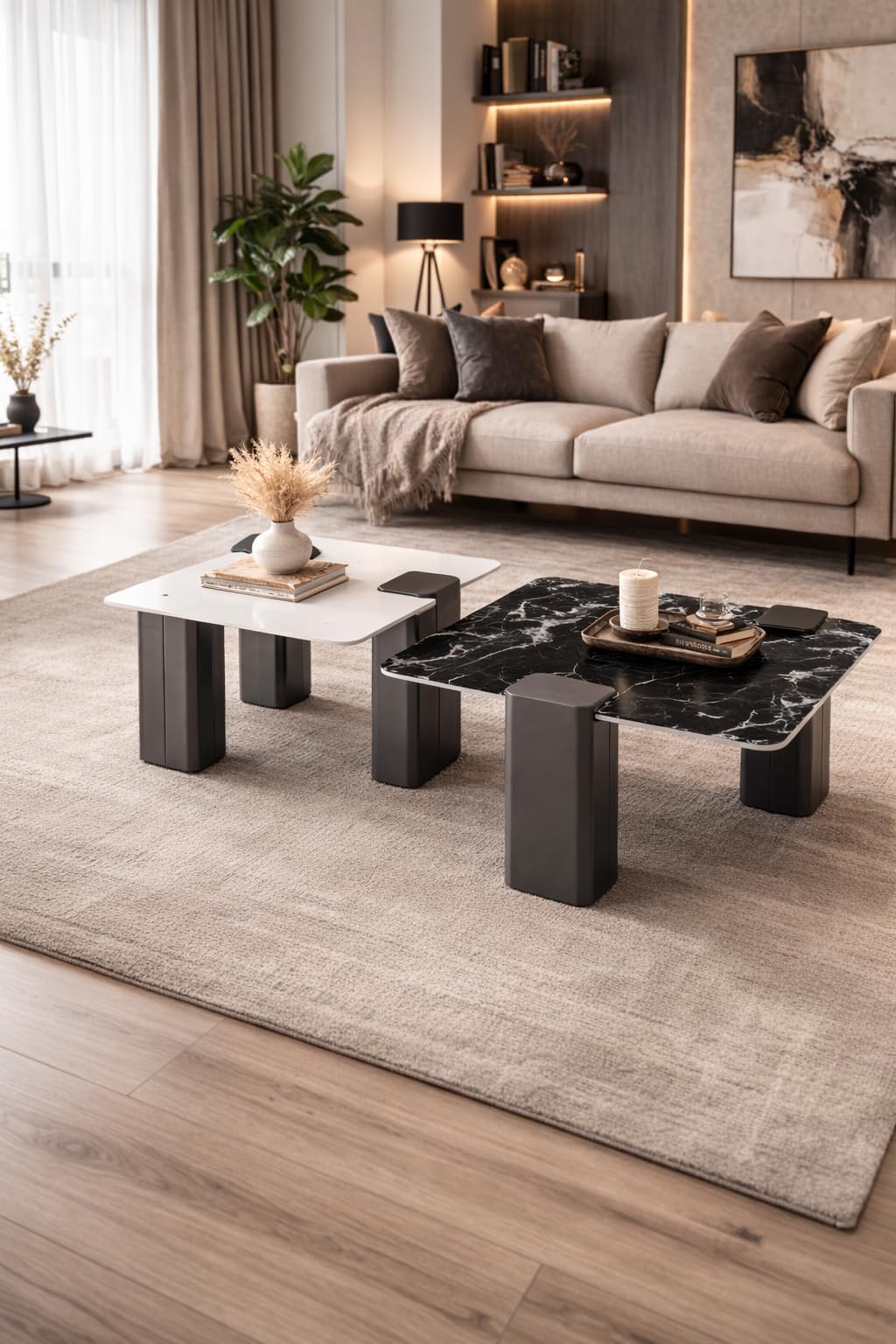 White Cantilever C-Table