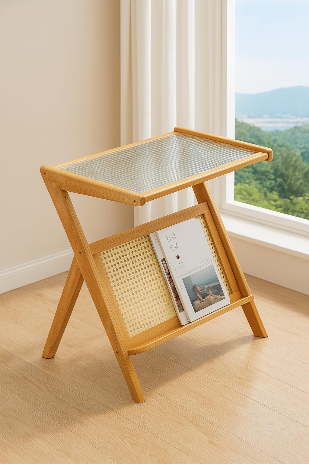 Wooden C-Shape Laptop Table
