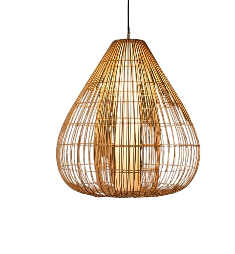 Hanging Natural Rattan Pendant Light - Teardrop Shape