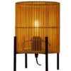 Rattan Table Lamp with Black Metal Stand - Boho