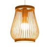 Wooden Cage Pendant Light - Natural Wood Slatted Hanging Lamp