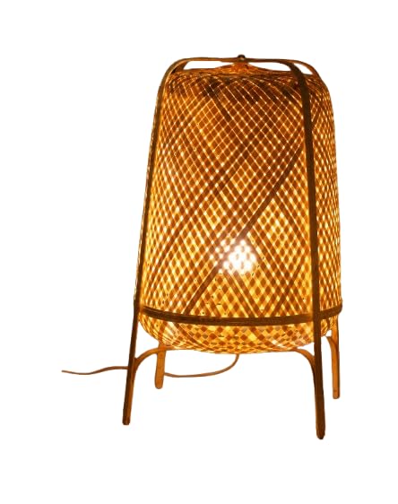 Woven Bamboo Table Light - Natural Rattan Weave