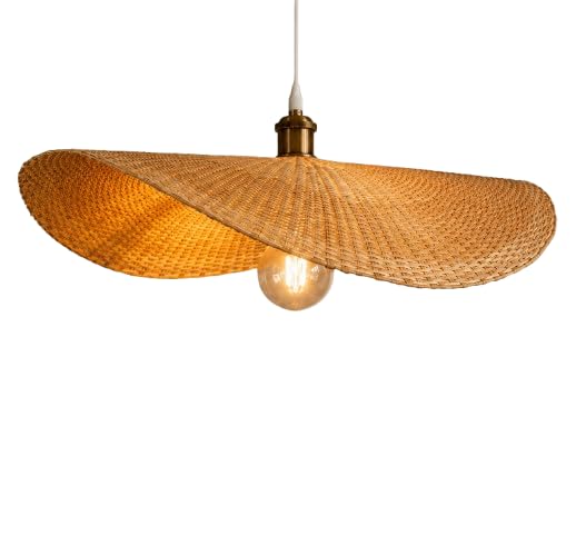 Woven Handwoven Bamboo Pendant Light - Natural Beige