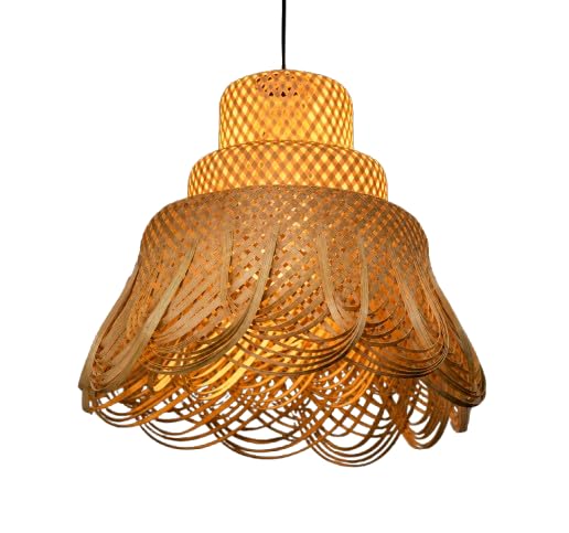 Handwoven Bamboo Pendant Light - Natural