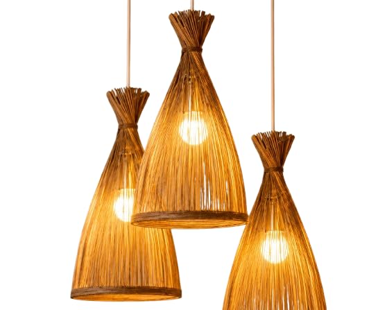 Rattan Woven Conical Pendant Light - Natural