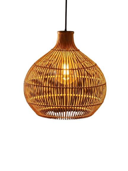 Rattan Look Pendant Light - Round Globe Shape