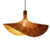 Bamboo Pendant Light Handwoven Fan Shape - Natural Beige