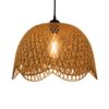 Hanging Natural Woven Rattan Pendant Light - Dome Shape with Scalloped