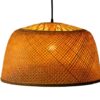 Woven Bamboo Pendant Light - Boho Dome Hanging Light Shade