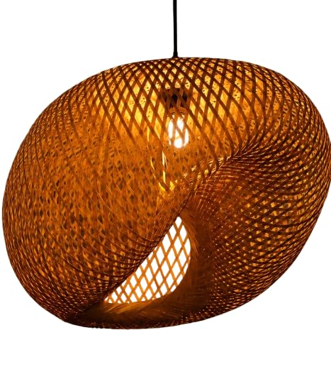 Rattan Look Hanging Light - Woven Pendant Light