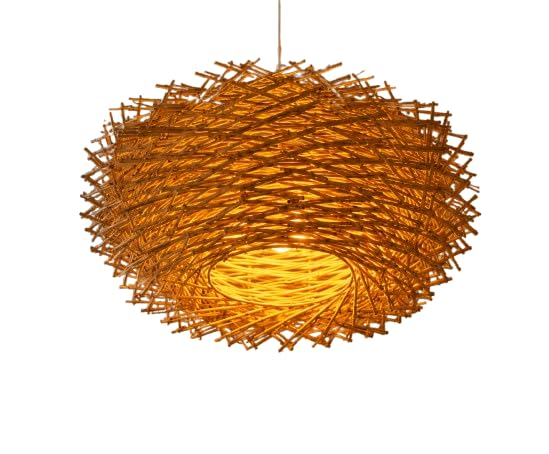 Woven Bamboo Bird Nest Pendant Light - Natural Beige