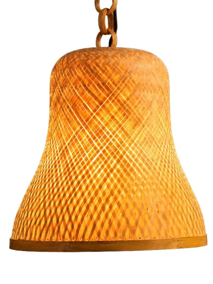 Handwoven Bamboo Bell-Shaped Pendant Light - Natural