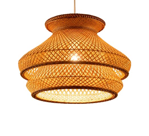 Handwoven Natural Bamboo Pendant Light - Mushroom Hanging Light