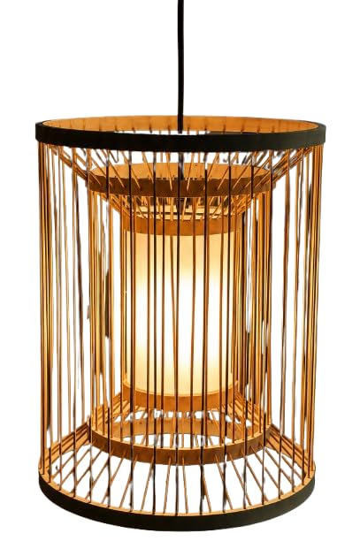 Bamboo Cage Pendant Light - Cylindrical