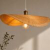 Woven Handwoven Bamboo Pendant Light - Natural Beige