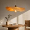 Woven Handwoven Bamboo Pendant Light - Natural Beige