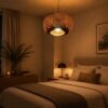 Hanging Natural Bamboo Woven Globe Pendant Light - Light