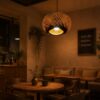 Hanging Natural Bamboo Woven Globe Pendant Light - Light