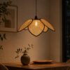 Rattan Woven Flower-Shaped Pendant Hanging Light - Boho