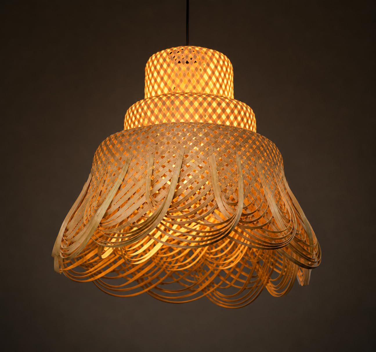 Handwoven Bamboo Pendant Light - Natural