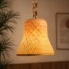 Handwoven Bamboo Bell-Shaped Pendant Light - Natural