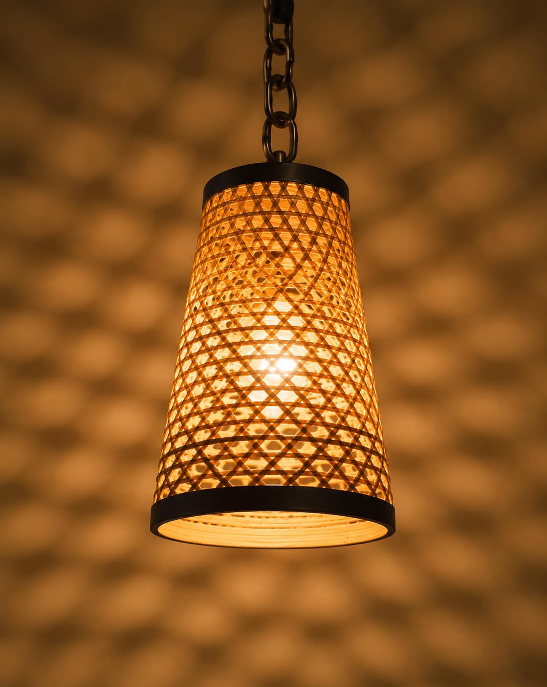 Hanging Natural Woven Bamboo Pendant Light with Fittings