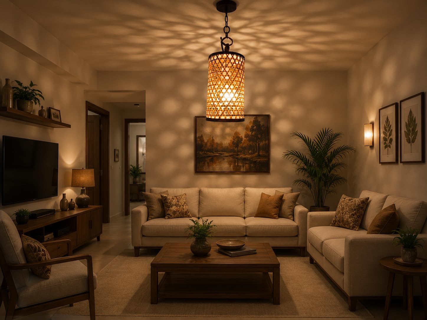 Hanging Light - Woven Cylindrical Pendant Light