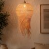 Hanging Natural Bamboo Woven Pendant Light with Fringe