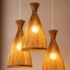 Rattan Woven Conical Pendant Light - Natural